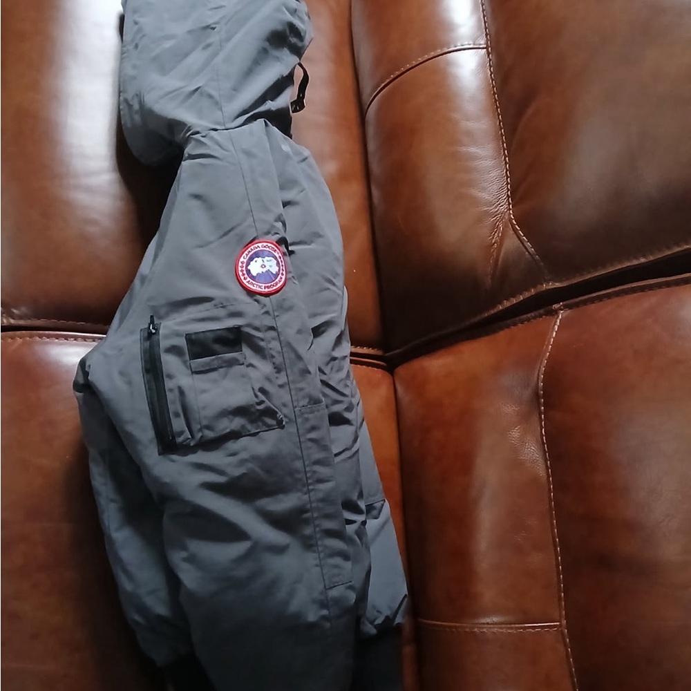 Canada Goose Gray Puffer Jacket with Hood